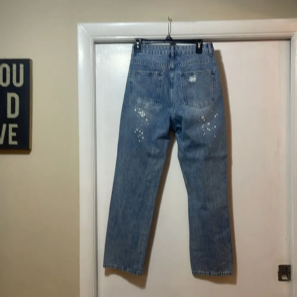 Trendy Blue Denim Jeans distressed, baggie, size medium